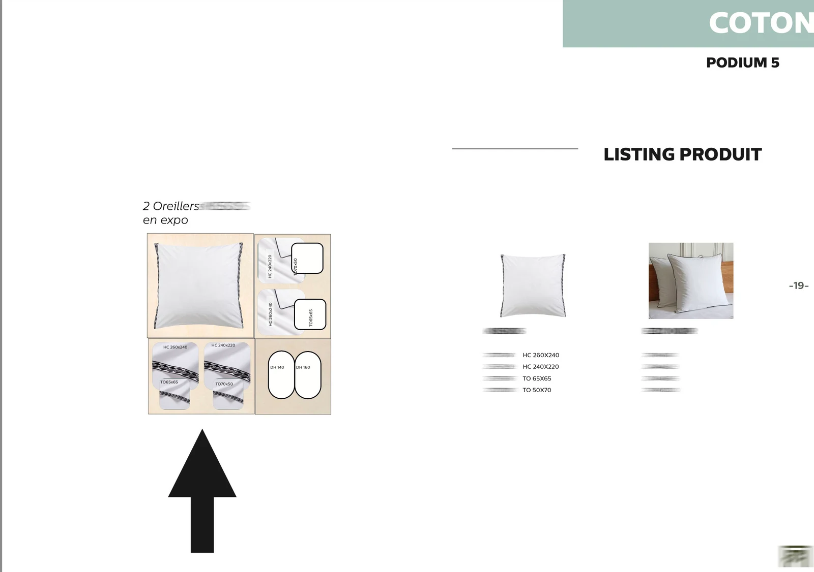 Support de présentation d’un podium de linge de lit et de ses produits