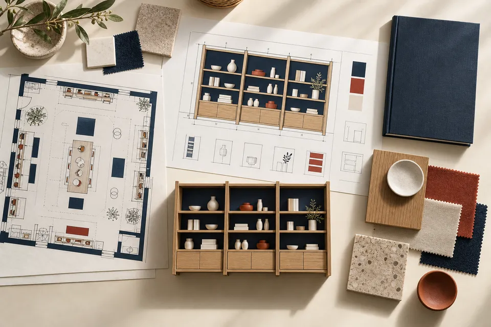 Kit merchandising associant zoning, planogramme, maquette de mobilier et échantillons