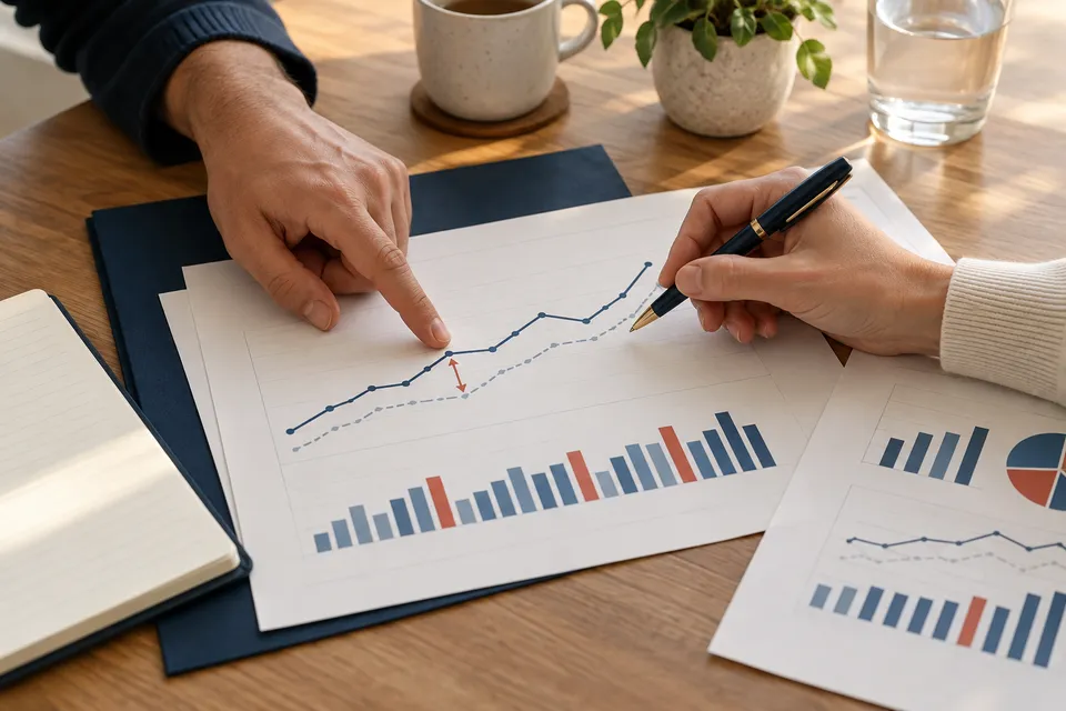 Échange autour de graphiques pour comparer les résultats aux prévisions