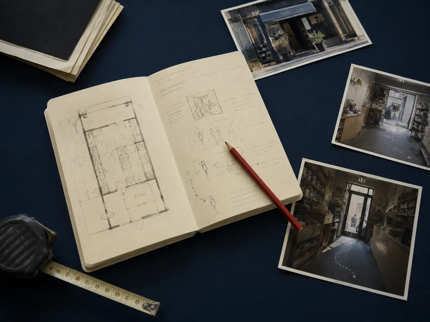 Carnet de diagnostic, plans et photographies d’un commerce